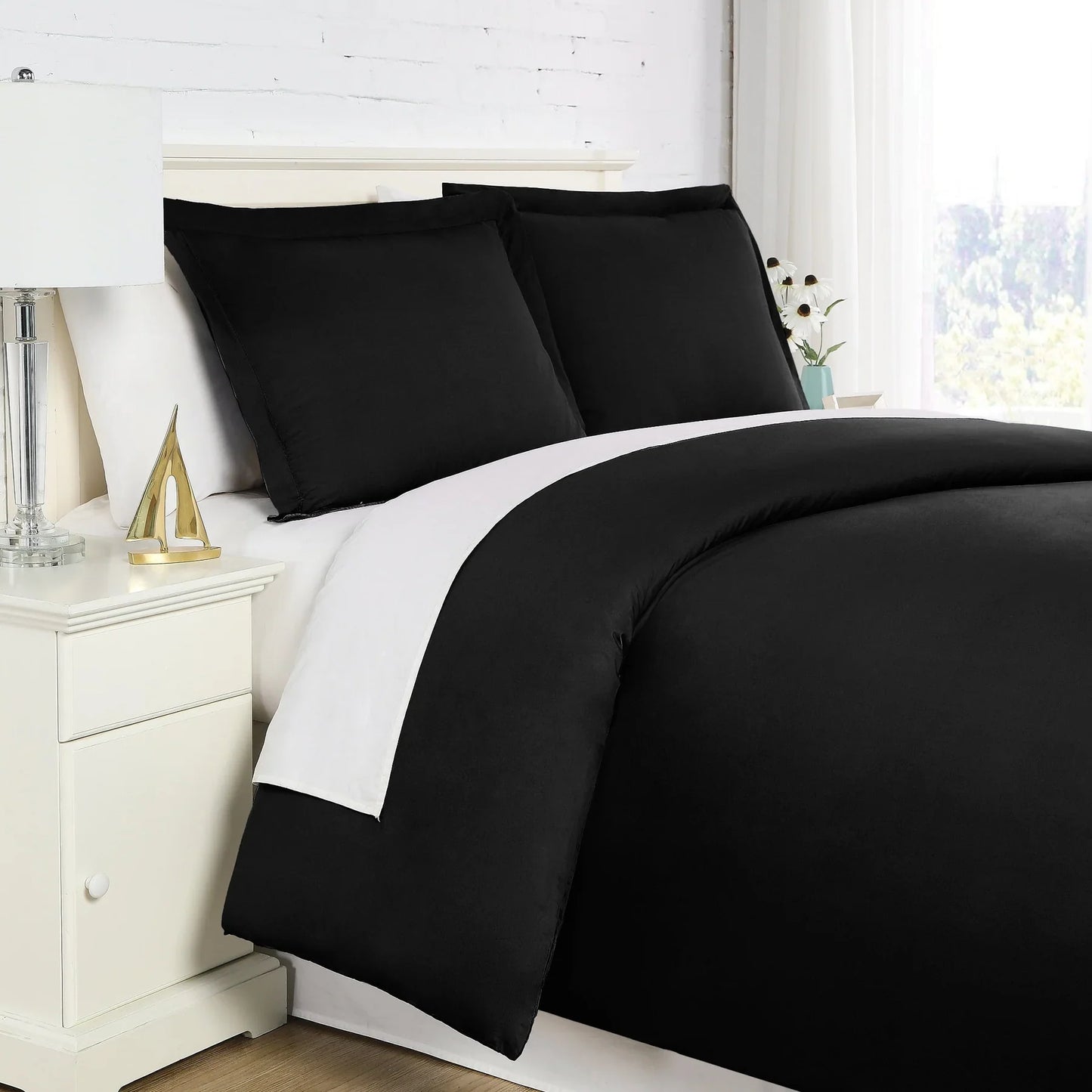 Luxe Microfiber Duvet Set, Black