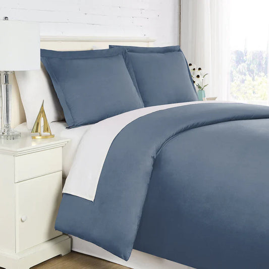 Luxe Microfiber Duvet Set, Steel Blue