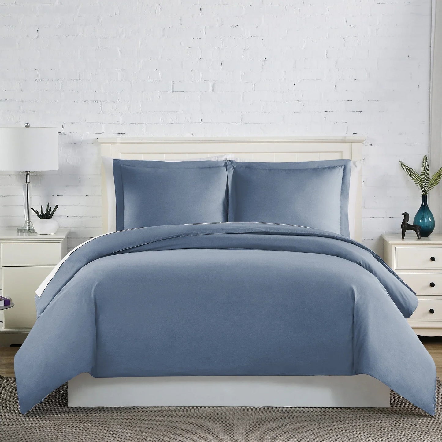 Luxe Microfiber Duvet Set, Steel Blue