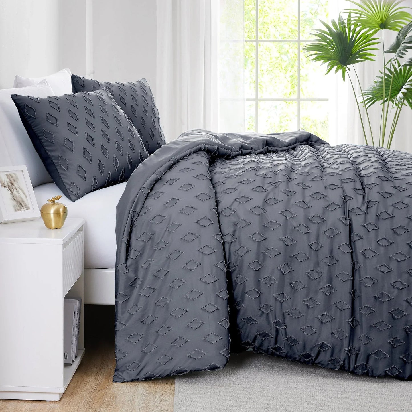 Diamond Pattern Duvet Cover Set, Slate