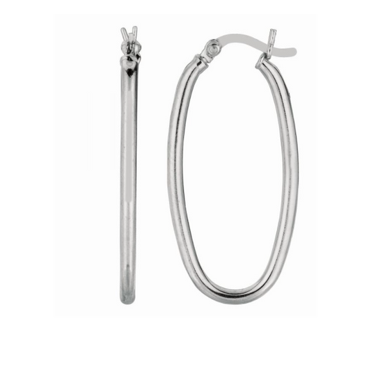 Long Oval Hoop Earrings, 14mm