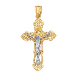 14K Yellow & White Gold Vintage Crucifix