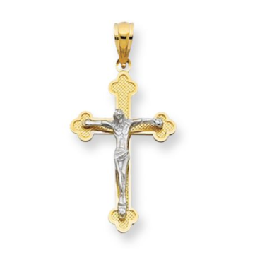 14K Small Scalloped Edge Crucifix