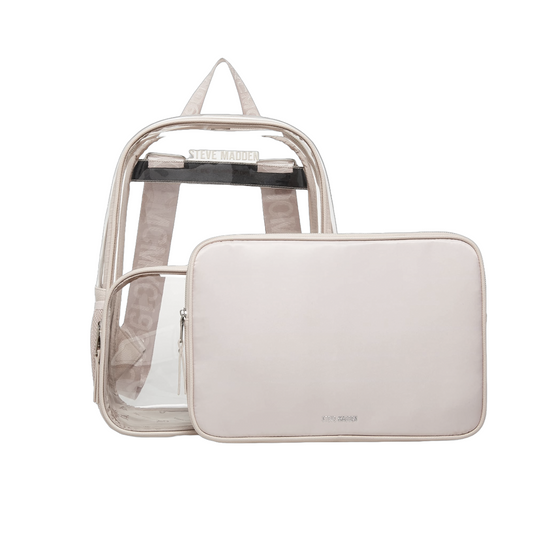 Steve Madden Clear Backpack with Tech Pouch, Nude