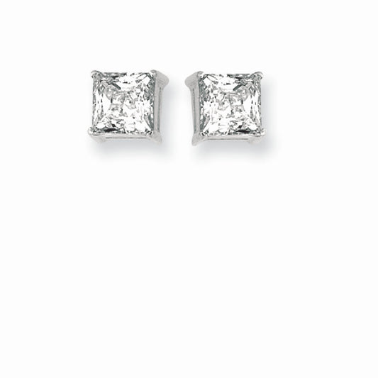 CZ Princess Earring, 6mm