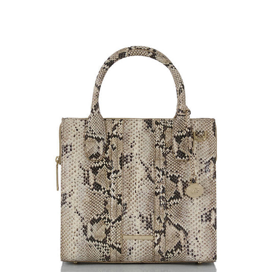 Brahmin Exotic Collection Small Caroline Satchel, Beige Sandcastle